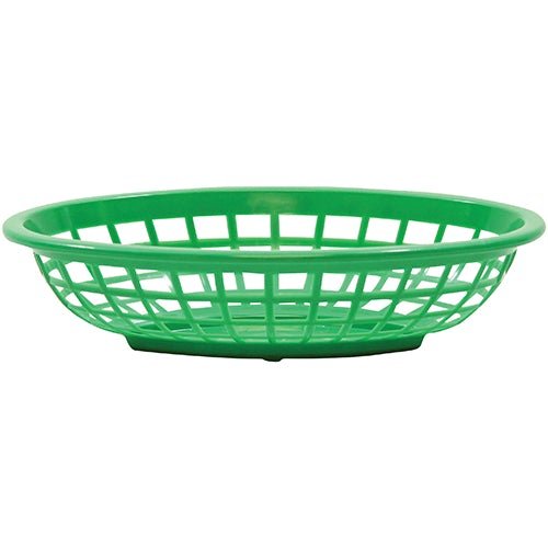Tablecraft 1071G 8" Green Oval Side Order Plastic Basket Tablecraft