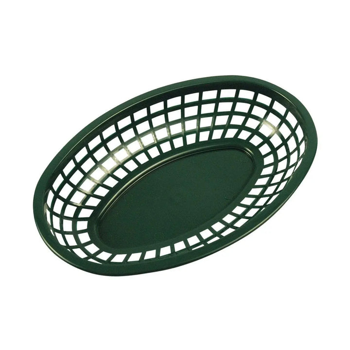 Tablecraft 1074FG 9" Oval Forest Green Plastic Basket Tablecraft