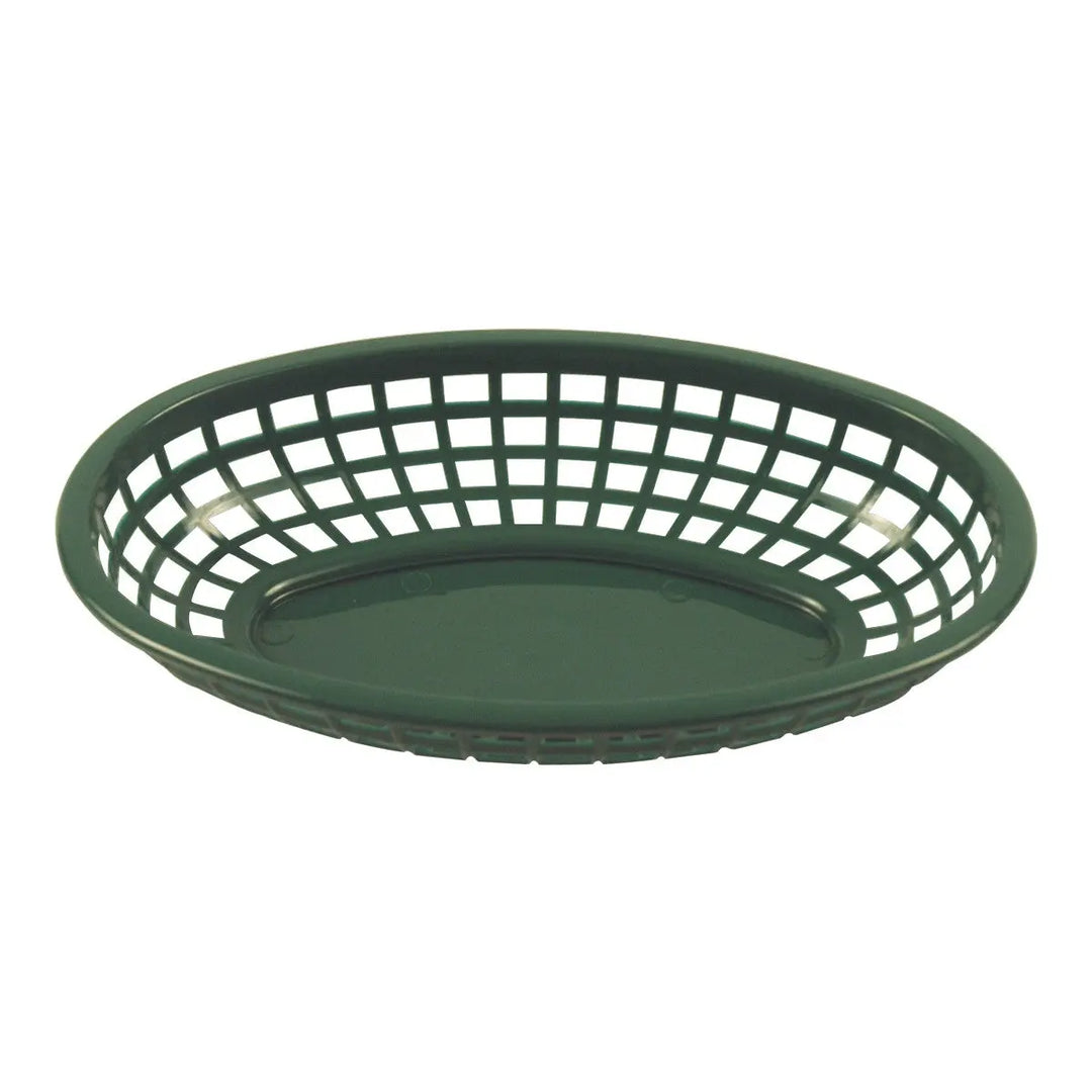Tablecraft 1074FG 9" Oval Forest Green Plastic Basket Tablecraft