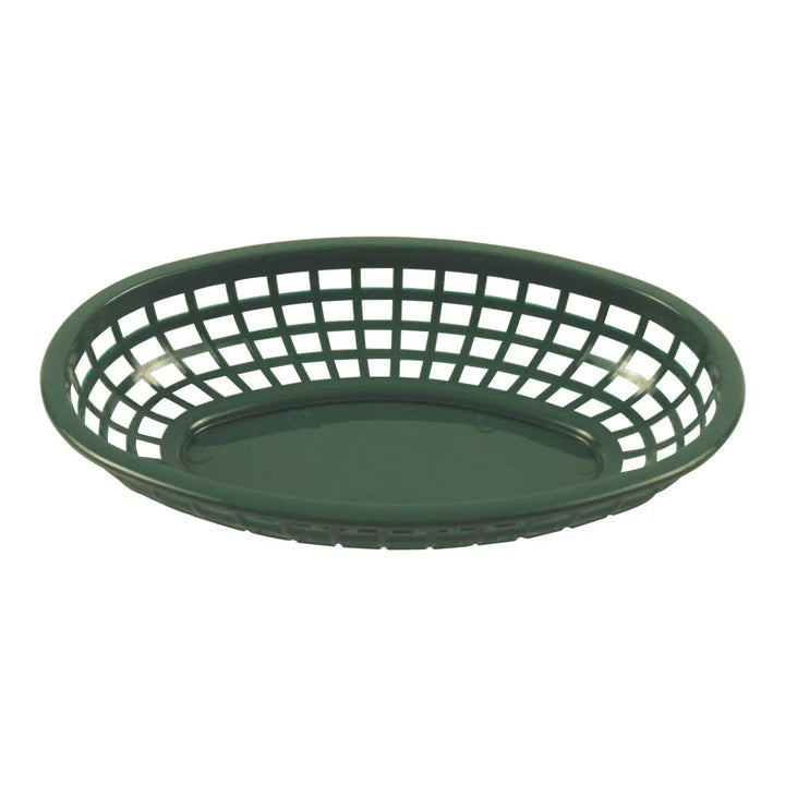Tablecraft 1074FG 9" Oval Forest Green Plastic Basket Tablecraft