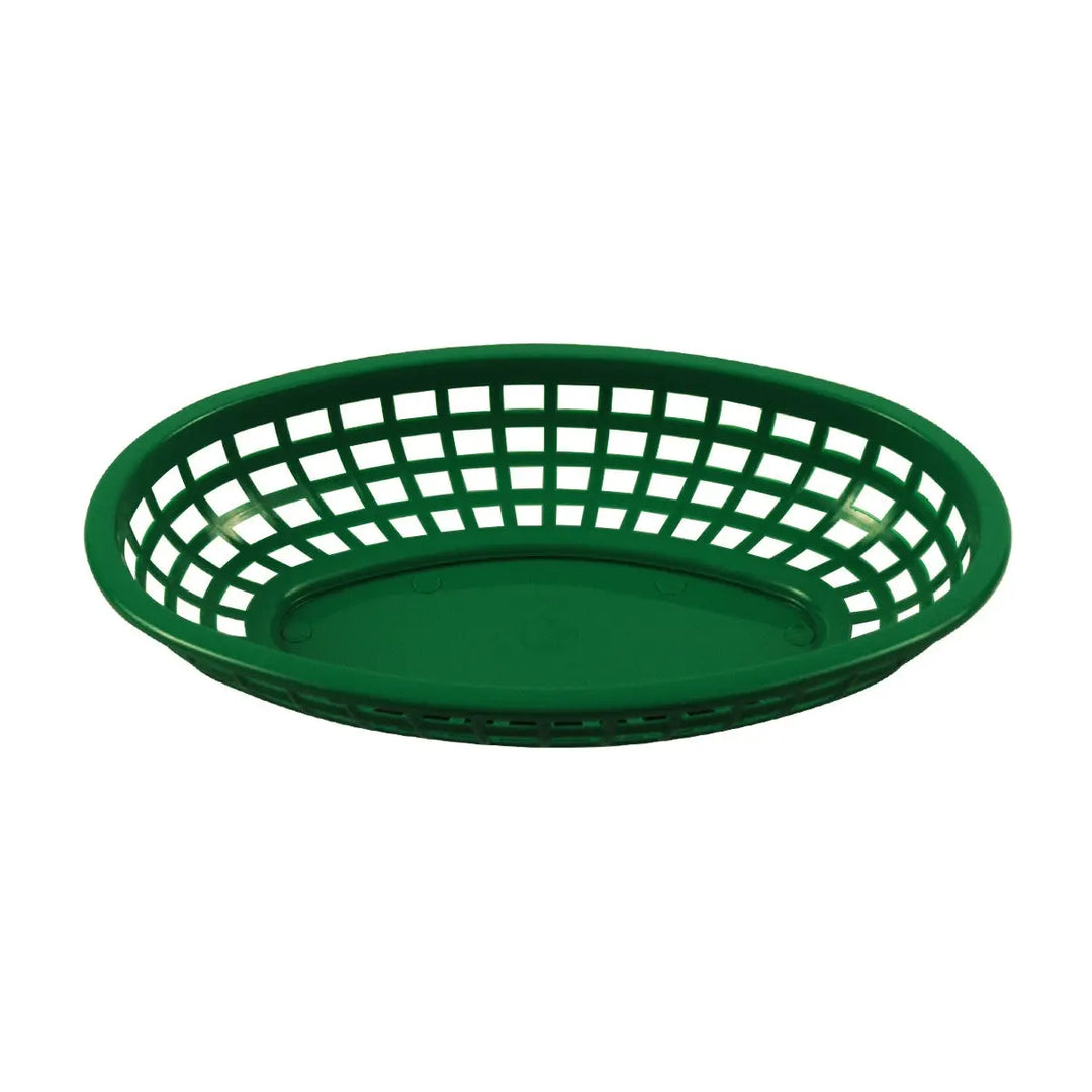 Tablecraft 1074G 9" Oval Green Plastic Basket Tablecraft