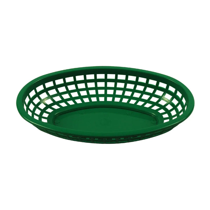 Tablecraft 1074G 9" Oval Green Plastic Basket Tablecraft