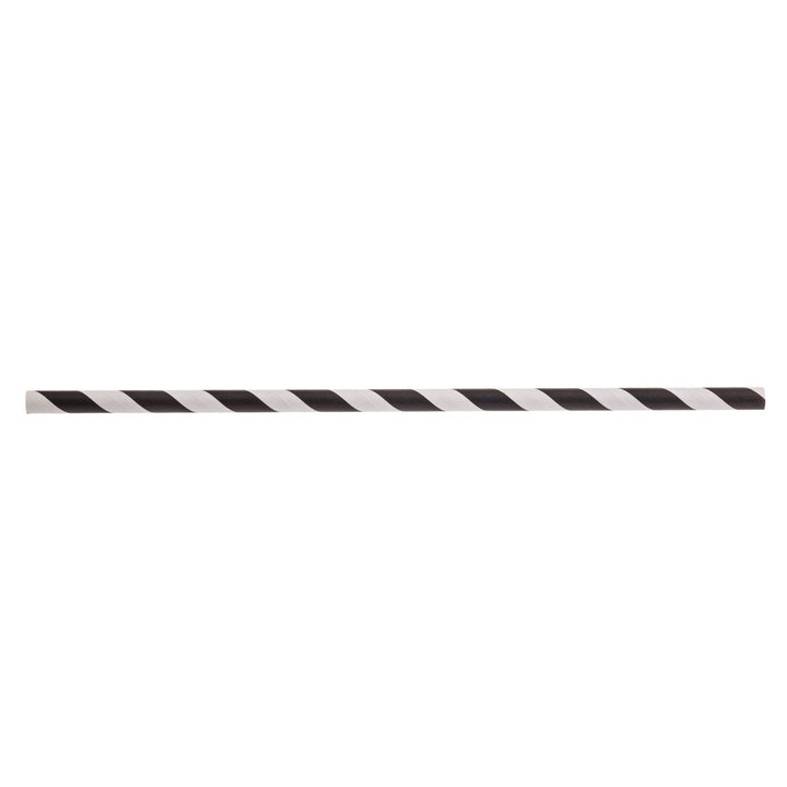 Tablecraft 5.75" Wrapped Sip Stick Black W/White Stripe