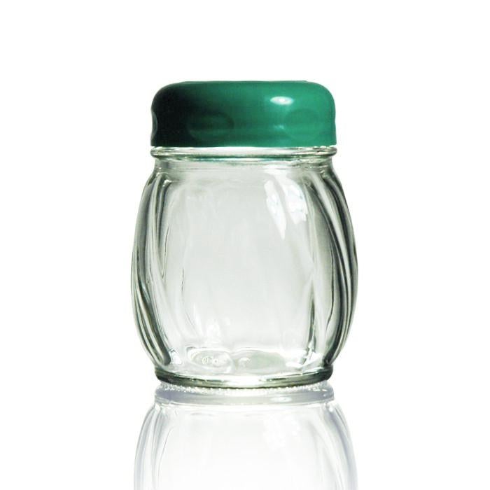 Tablecraft 6 Oz Cheese Shaker Perforated Green Plastic Top