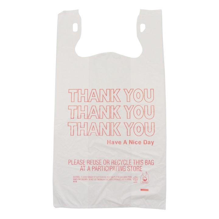 Thank You Bags White Plastic T-Shirt 11" x 22" x 6" ShopAtDean