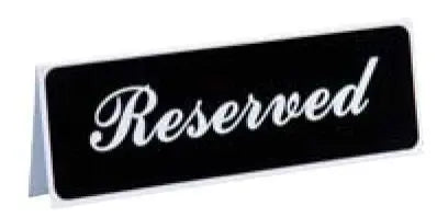 Vollrath Sign "Reserved" Tabletop Tent - 3 x 9 Vollrath