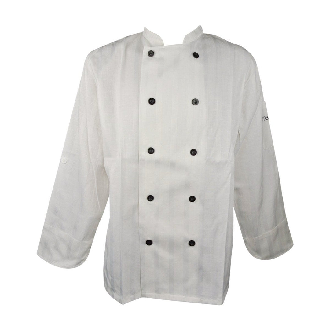 Trendex Domino Large White Long Sleeve Chef Coat with Flat Buttons
