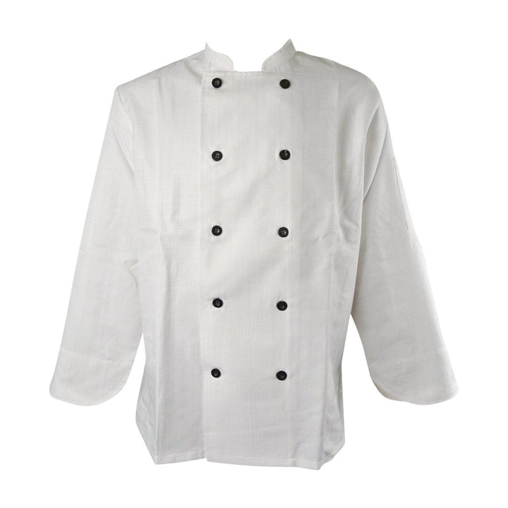 Trendex Plaza Large White Long Sleeve Chef Coat with Flat Buttons Trendex