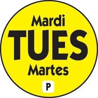 Tuesday 3/4" Round Permanent Label - Yellow