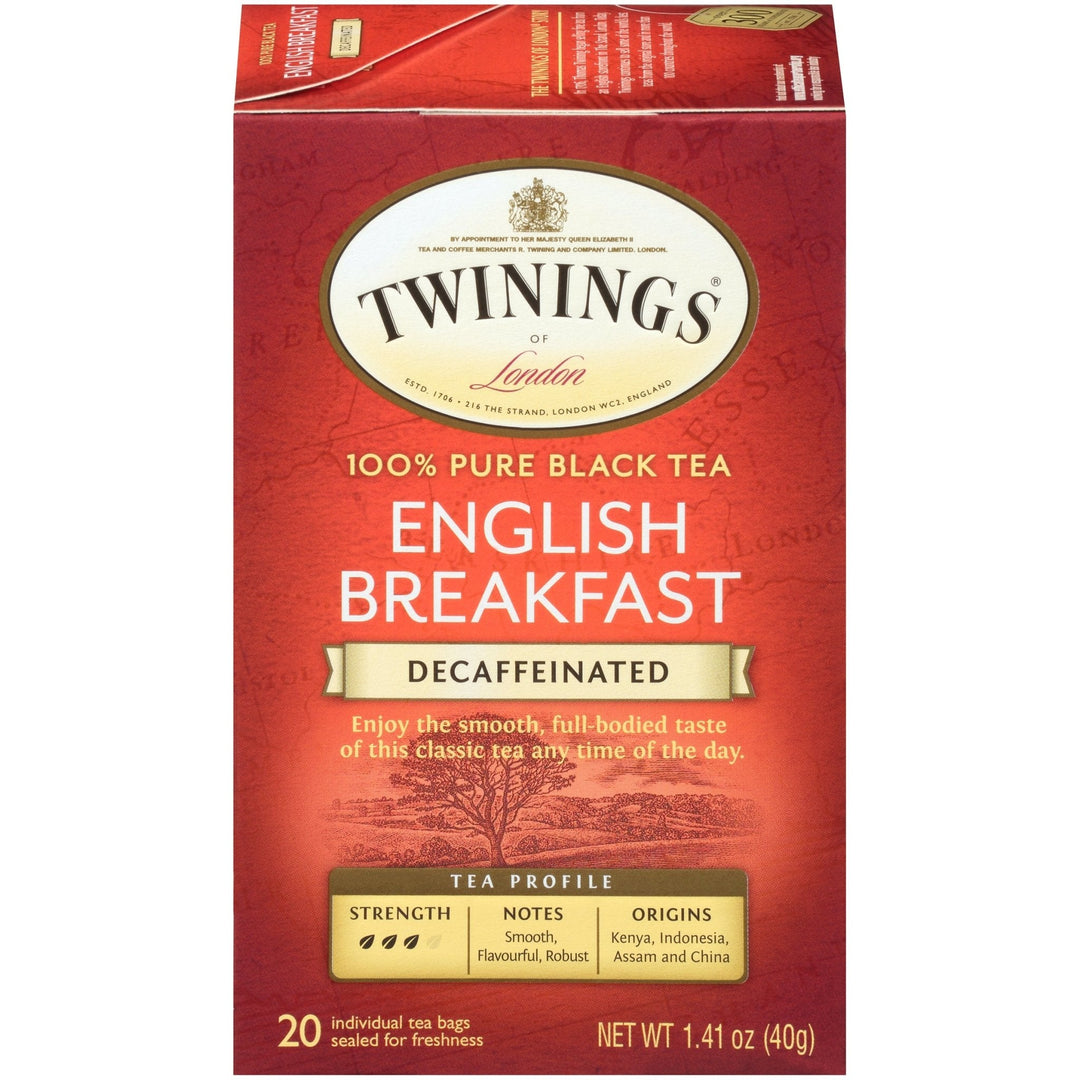 Twinings English Breakfast Decaf Tea Wrapped, 20-Count Box