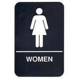 Winco SGNB-606 W/Braille Restroom Sign "Women" 6x9