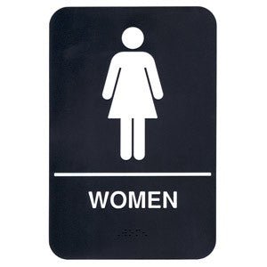 Winco SGNB-606 W/Braille Restroom Sign "Women" 6x9