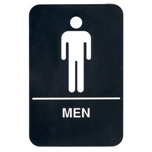 Winco SGNB-605 Restroom Sign W/ Braille "Men" 6x9