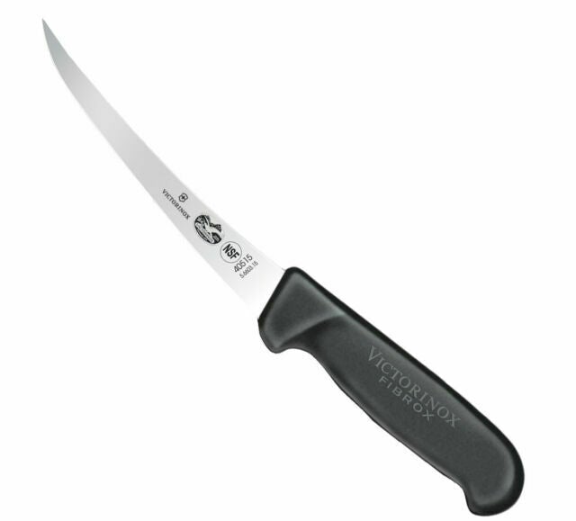 Victorinox 5.6603.15 6" Semi-Stiff Curved Bone Black Handle Knife Victorinox