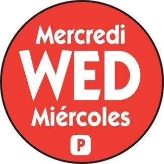 National Checking P7503R 3/4" Wednesday Round Permanent Label - Red National Checking