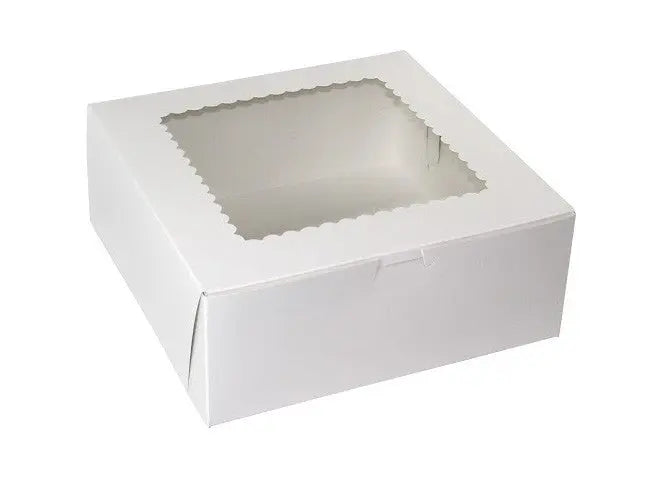 BOXit White Cake Boxes With Window 10x10x4 100/Bundle (10104W-126) BOXit
