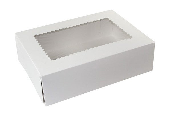 White Cake Boxes With Window 14x10x4 100/Bundle
