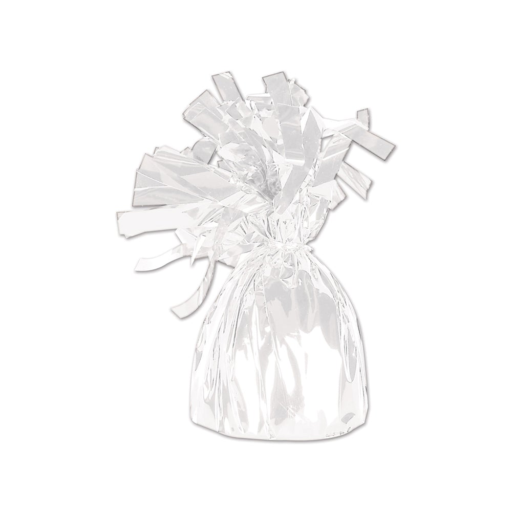White Metallic Wrapped Balloon Weight (50804)