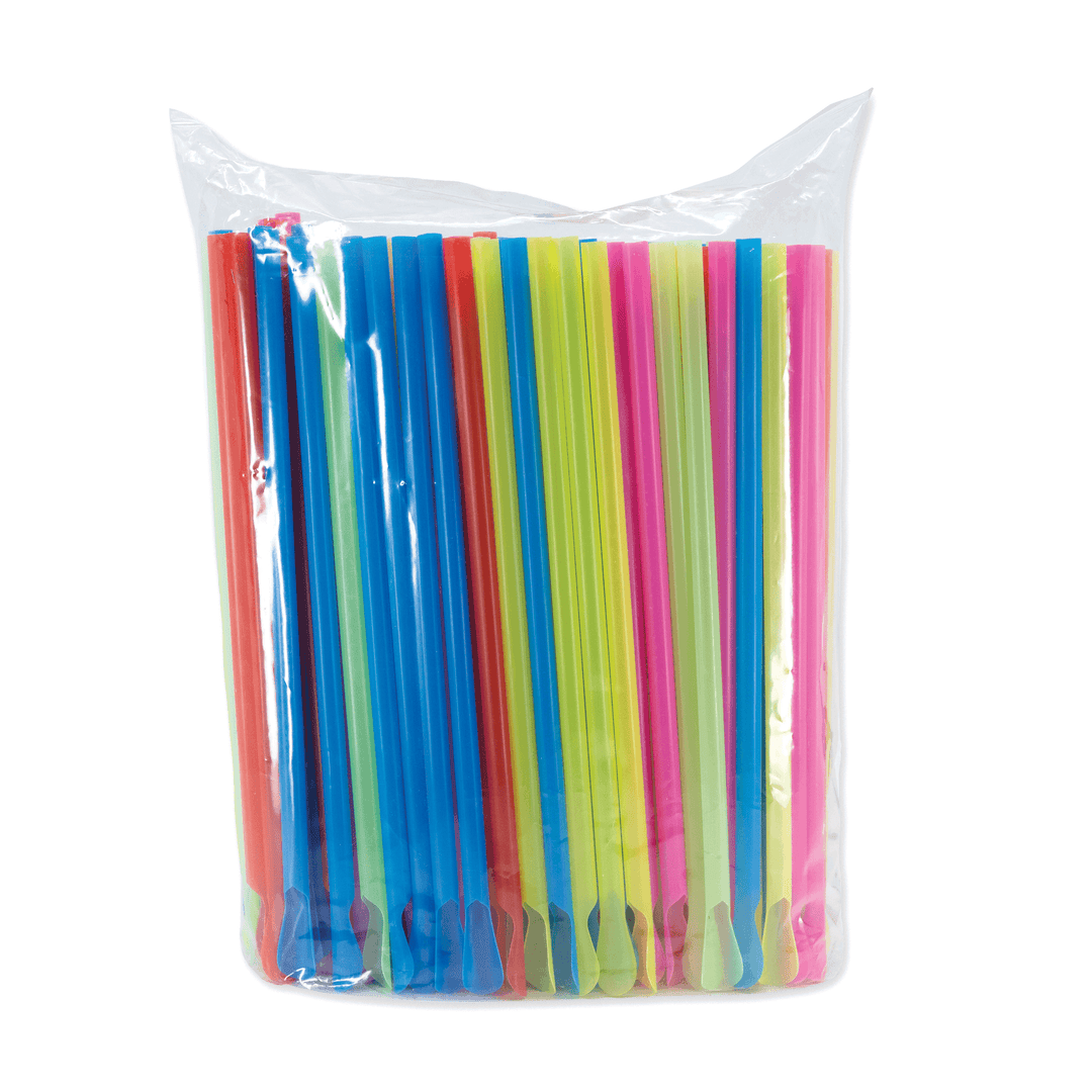 Winco 72401 18" Snow Cone Spoon Straws Assorted 200/Pack