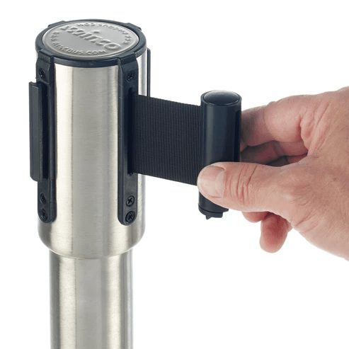 Winco CGS - 38S 34" Stainless Stanchion Post with 6.5' Retractable BeltShopAtDean