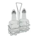 Winco G-104S 6 Oz Square Oil And Vinegar Cruet With Holder Set