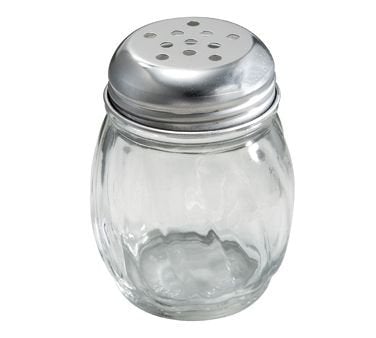 Winco G-107 Perforated Top Cheese Shaker with Swirl Glass 6 oz Winco