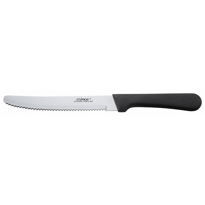 Winco K-50P 5" Stainless Steel Steak Knife 12/Pack Winco