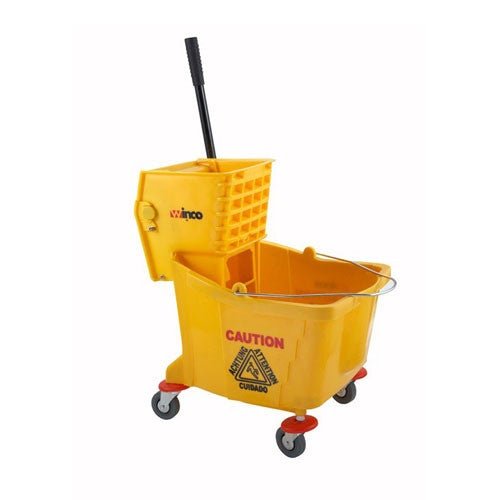 Winco MPB-36 36 Quart Mop Bucket with Wringer Yellow