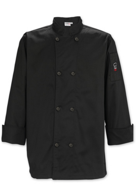 Winco Signature Chef Universal Fit Black Chef Jacket Large Winco