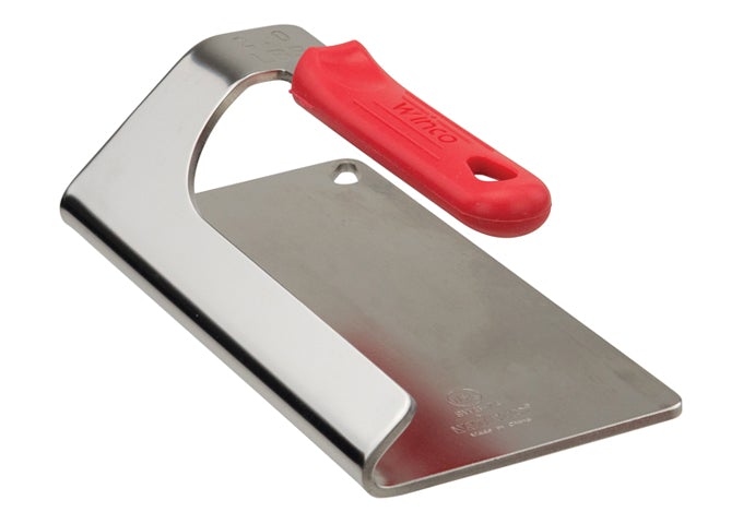 Winco SWS-74 SS Steak Weight With Red Silicon Handle