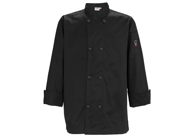 Winco UNF-6KXL Men's Black Tapered Fit XL Chef Jacket