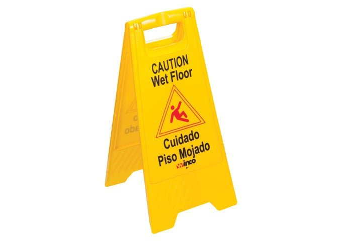 Winco WCS-25 Yellow "Wet Floor" Floor Sign Winco