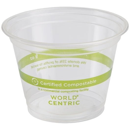 World Centric CP-CS-9Q 9 Oz Clear Compostable Squat CupsShopAtDean