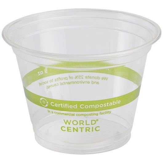 World Centric CP-CS-9Q 9 Oz Clear Compostable Squat Cups