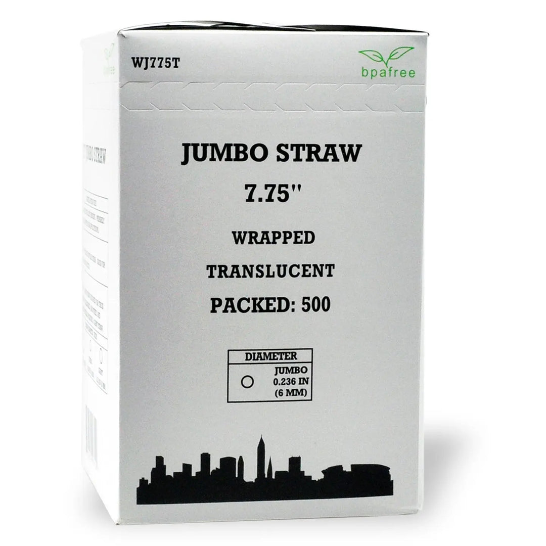 Wrapped 7-3/4" Clear Jumbo Straw