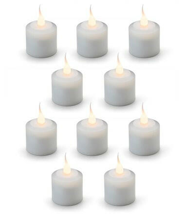 Hollowick Nexis HFRX10 Flameless Candlelight LED Magnetic Replacement Tealight Candles Pack of 10 Hollowick