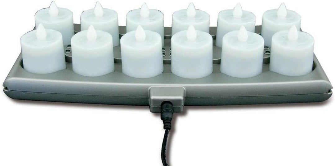 Hollowick Platinum+ Flameless Rechargeable Set with 6 Amber and 6 Warm White LED Candles Hollowick