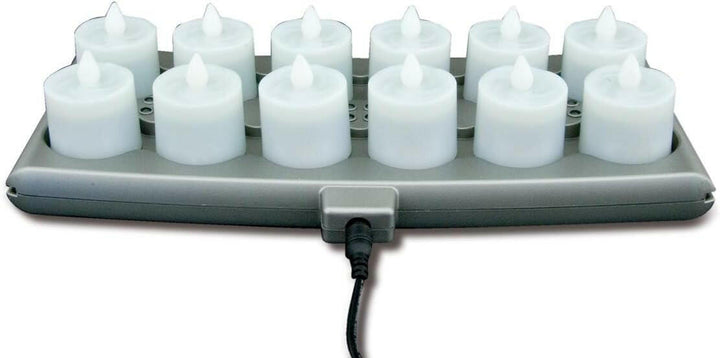 Hollowick Platinum+ Flameless Rechargeable Set with 6 Amber and 6 Warm White LED Candles Hollowick