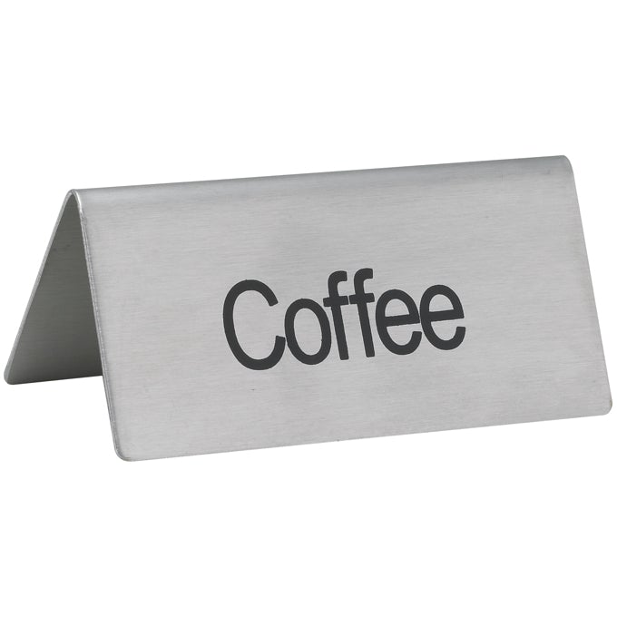 Winco SGN-103 'Coffee' Stainless Steel Beverage Tent SignShopAtDean