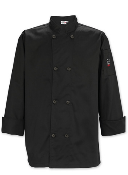 Winco UNF-6KXL Men's Black Tapered Fit XL Chef JacketShopAtDean